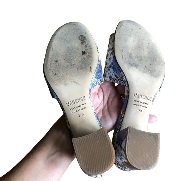 L’ Agence Emiliana Open Toe Mule Blue Snake Print 7.5 - Picture 7 of 12